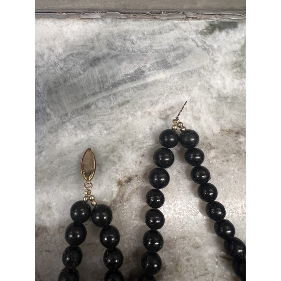 Vintage Lee Sands Flowers Necklace And Earrings Set Clip On Pink Green Black - Picture 7 of 9